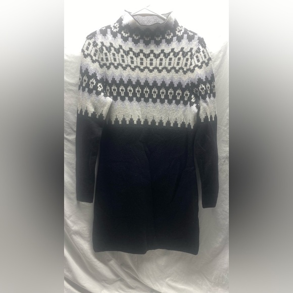 100% Merino Wool Fair Isle Sweater Dress - 34” Mini/Midi Knit Jumper - Picture 7 of 12